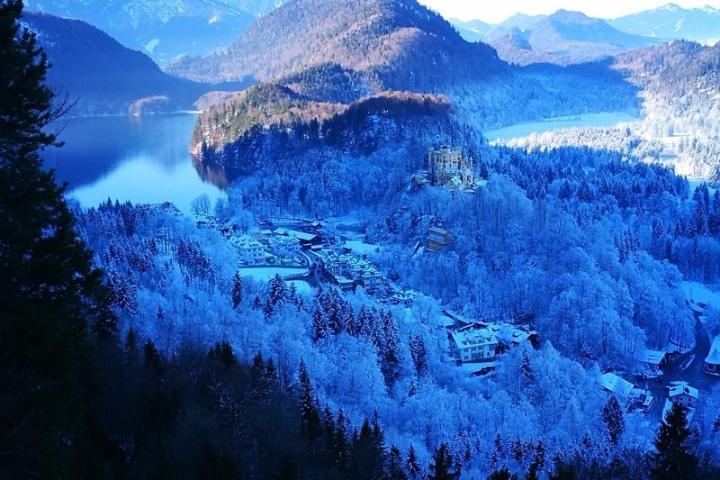 a view of a snow covered mountain