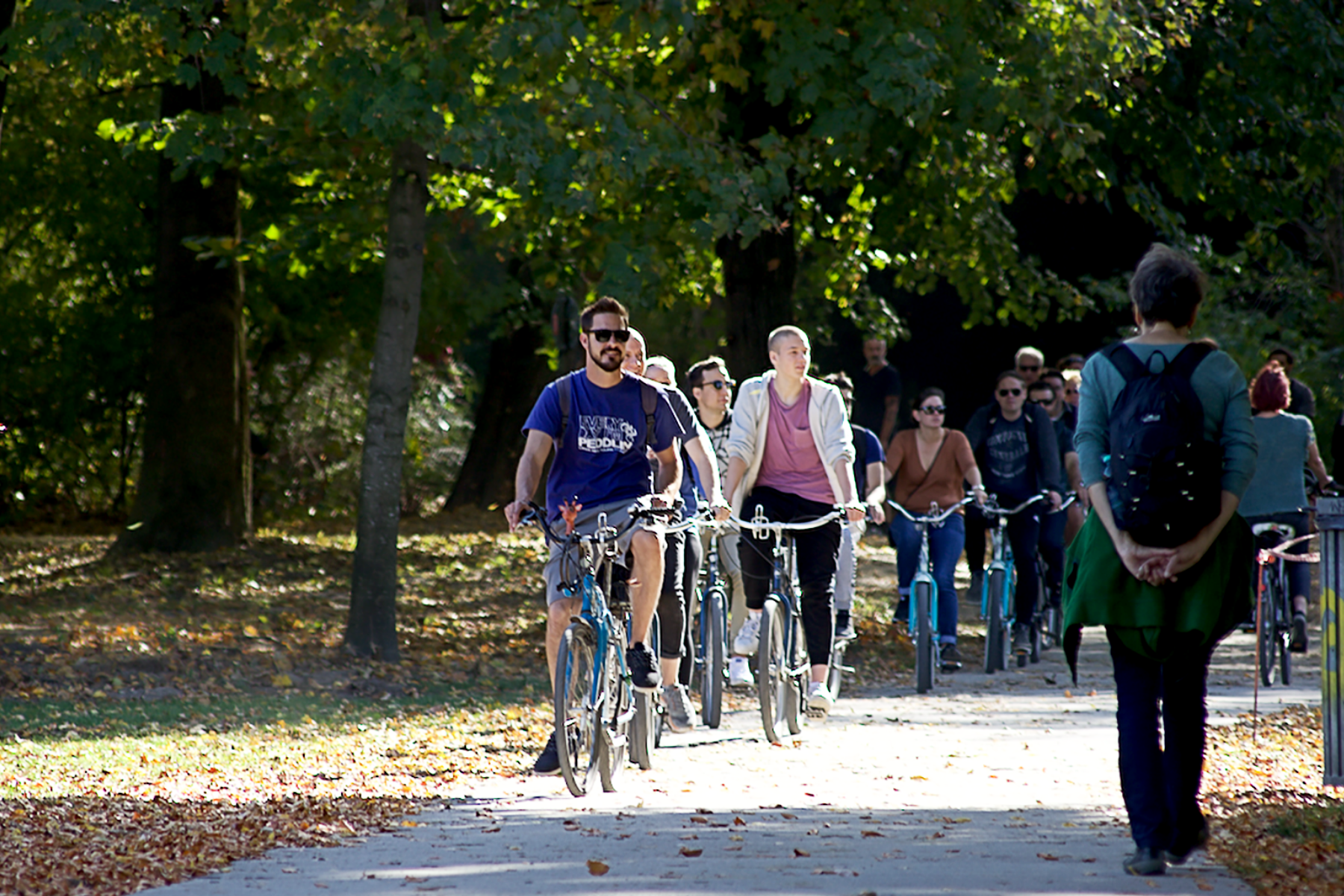 a group of people in a park